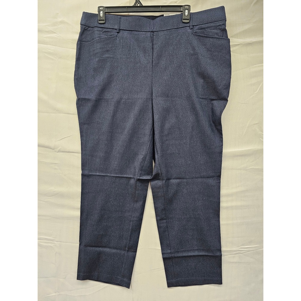 Rafaella Womens Plus Straight Stretch Pants Navy Viscose Blend Casual Size 22W